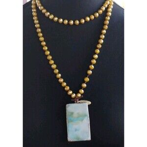 Plunder Marygold Faceted Necklace‎ Boho Pendant Pendulum Meditation Leather